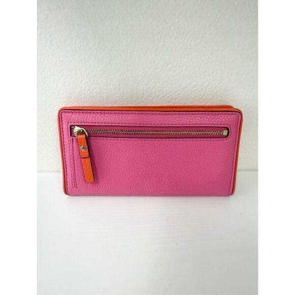 Kate Spade Cobble Hill Stacy Wallet Tulip Pink Snap Wallet Orange Colorblock - Picture 2 of 12